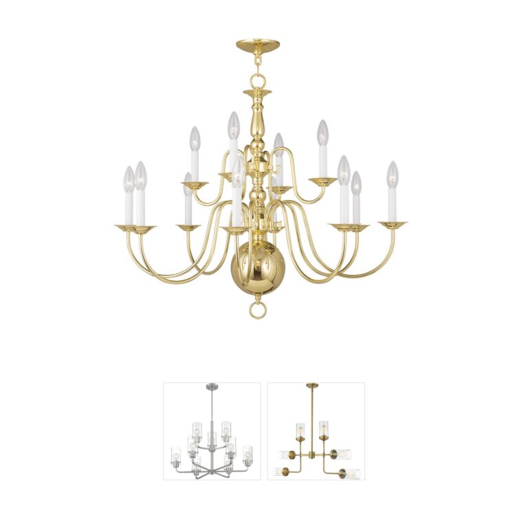 Livex Lighting Williamsburgh 12-Light Polished Brass Steel Chandelier