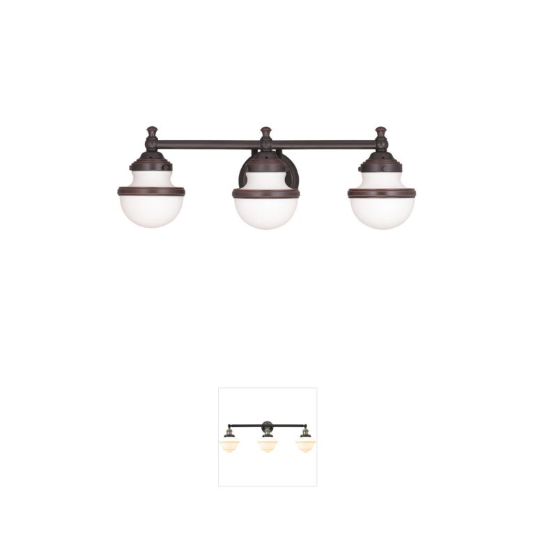 Livex Lighting Oldwick Olde Bronze Steel Vanity Light with Satin Opal Glass