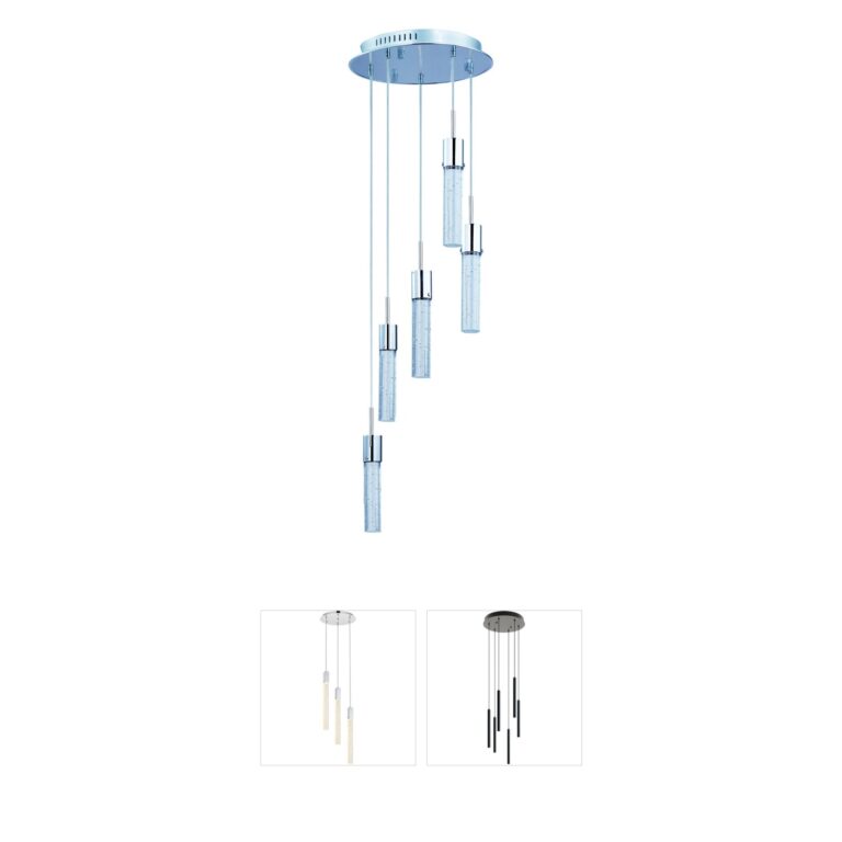 ET2 Fizz IV Polished Chrome Bubble Glass Multi-Light Pendant