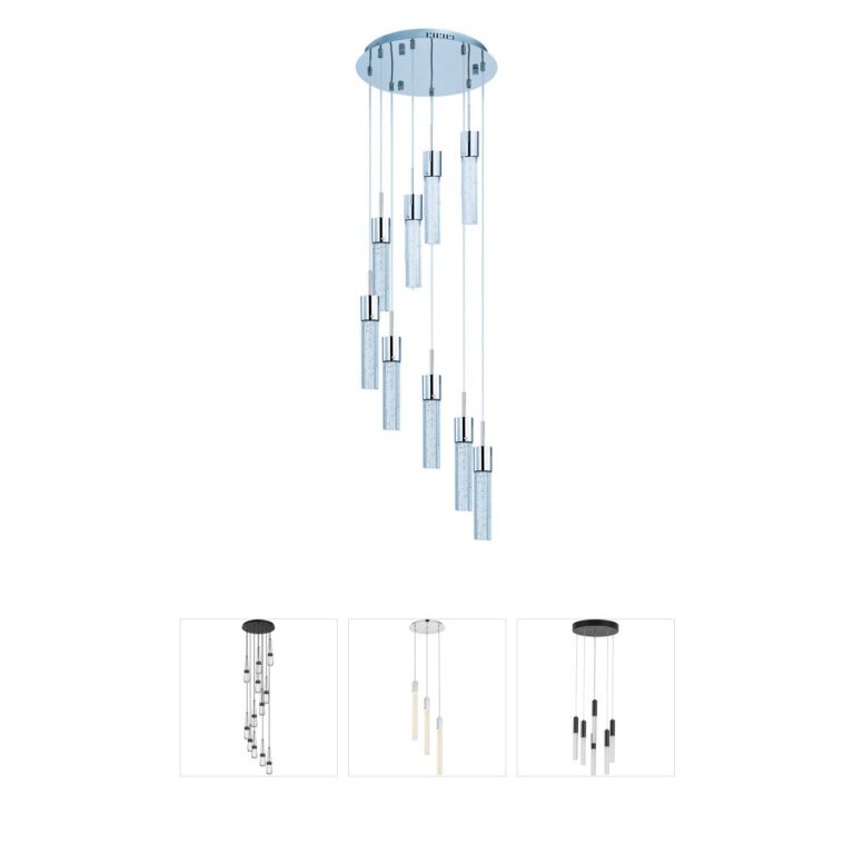 ET2 Fizz IV 9-Light Polished Chrome Pendant with Bubble Glass