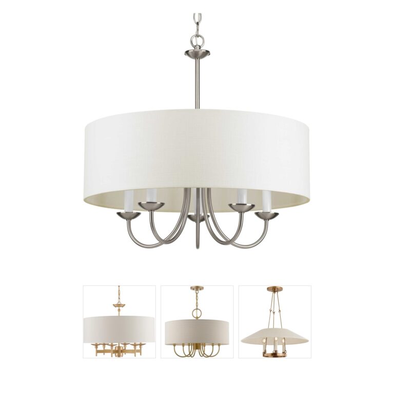 Progress Lighting Drum Shade 5-Light Brushed Nickel Chandelier