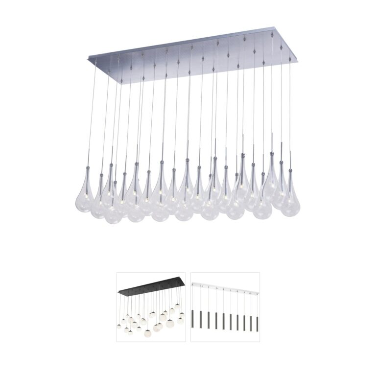 ET2 Larmes LED 24-Light Polished Chrome Linear Island Pendant