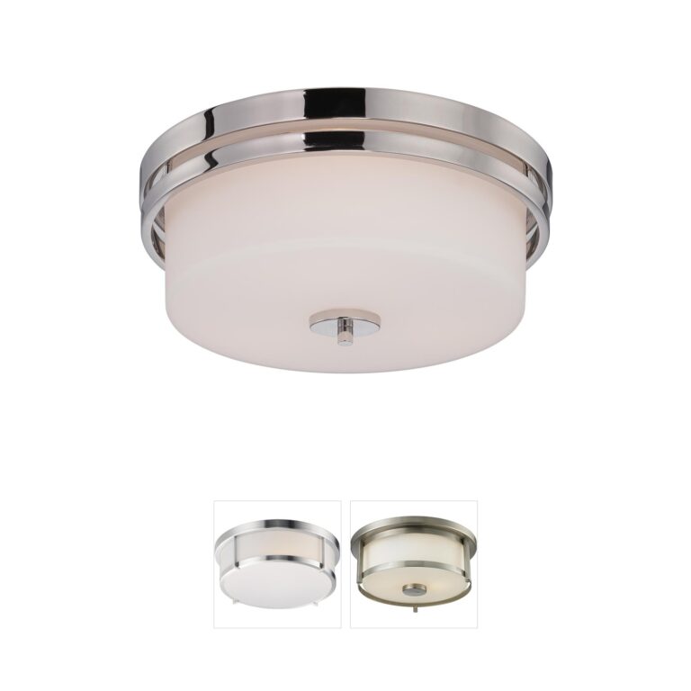 Nuvo Lighting Parallel Polished Nickel Opal Etched Glass Flush Mount