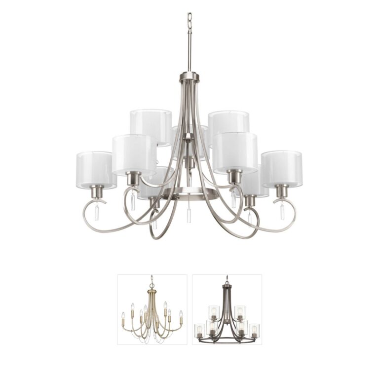 Progress Lighting Invite 9-Light Brushed Nickel Two-Tier Chandelier
