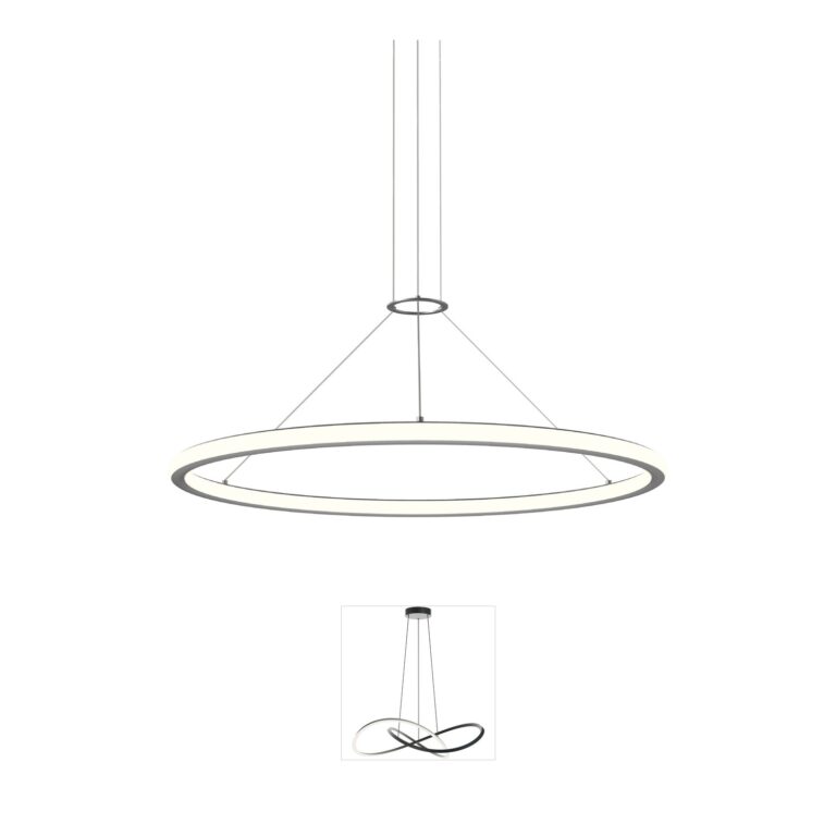 Sonneman Luna 37.5" LED Halo Pendant in Bright Satin Aluminum