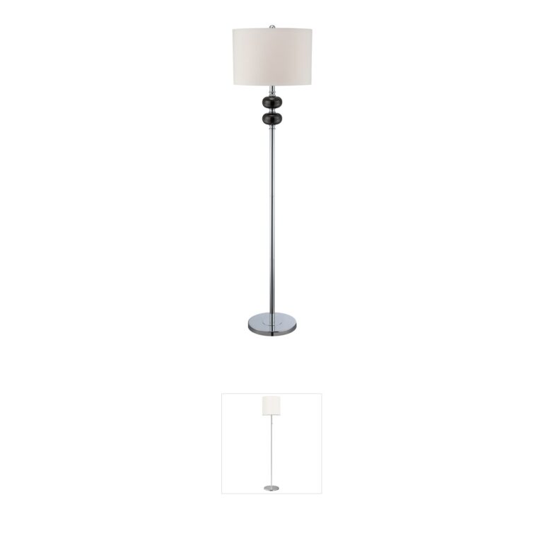 Lite Source Mistico Chrome Metal Floor Lamp with Off-White Shade
