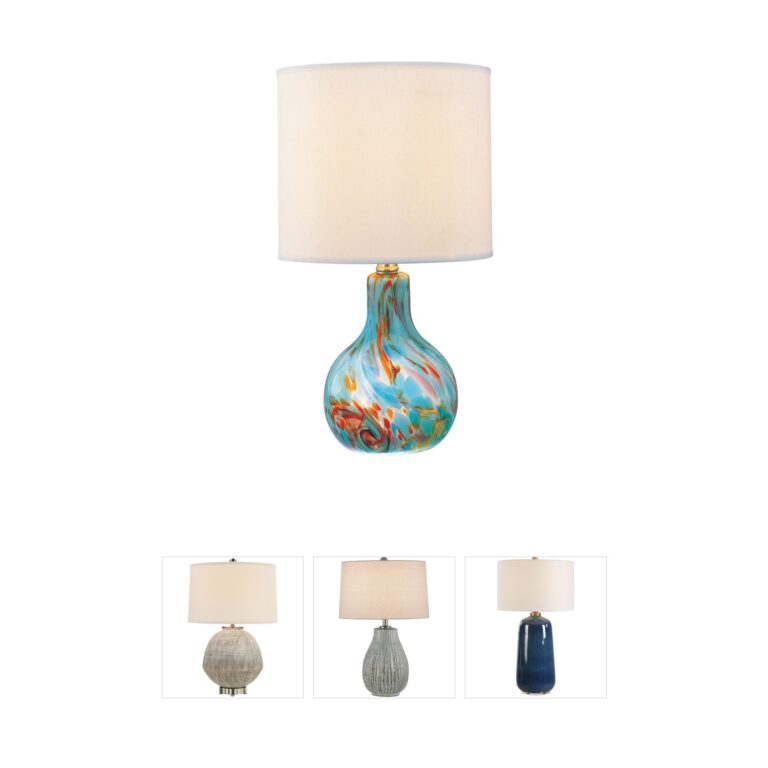 Lite Source Pepita Marbleized Aqua Glass Table Lamp