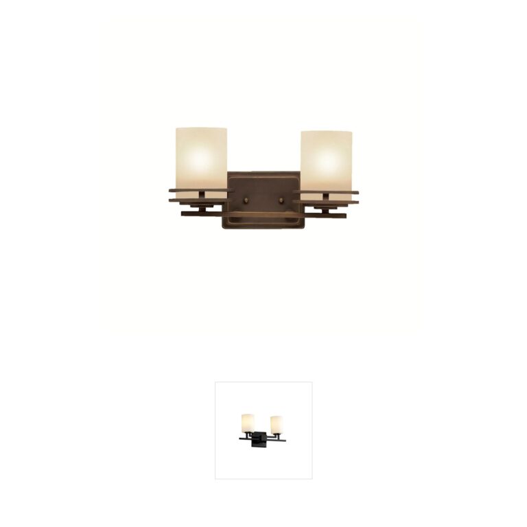 Kichler Hendrik 2-Light Olde Bronze Vanity with Light Umber Glass