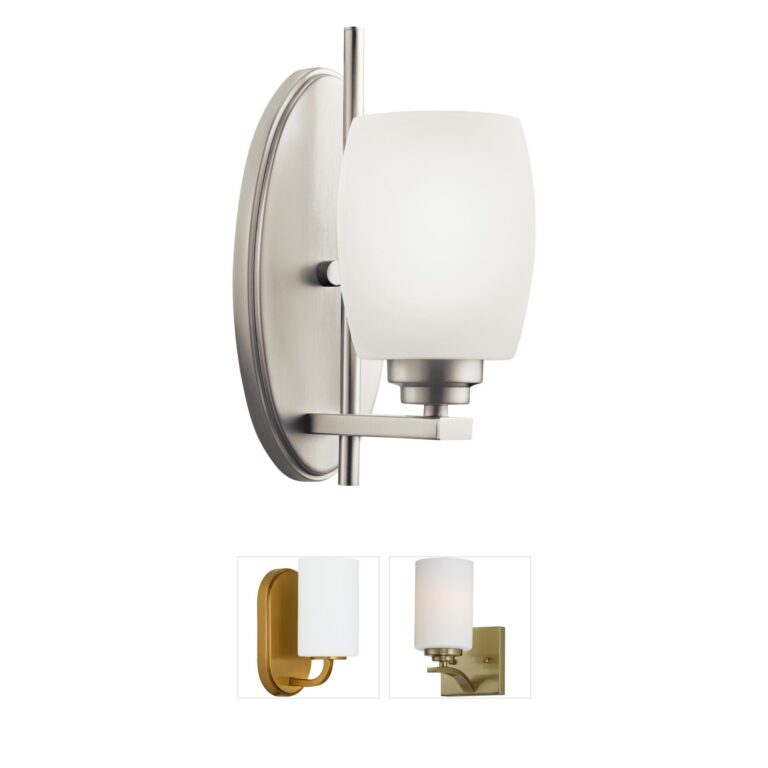 Kichler Eileen Brushed Nickel Wall Sconce with Satin Etched Cased Opal Glass