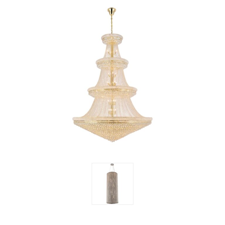 Elegant Lighting Primo 72-Inch Gold Foyer Pendant with Royal Cut Crystal