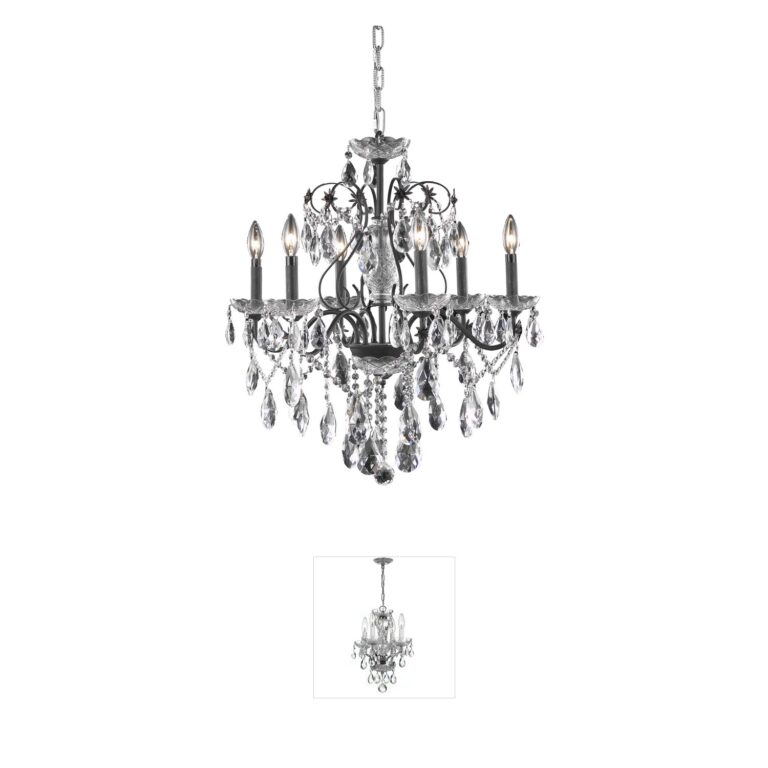 Elegant Lighting St. Francis 6-Light Dark Bronze Royal Cut Crystal Chandelier