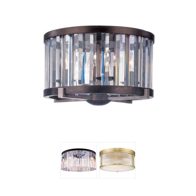 Kalco Foster 16" Grecian Bronze Flush Mount with Cut Crystal Shade