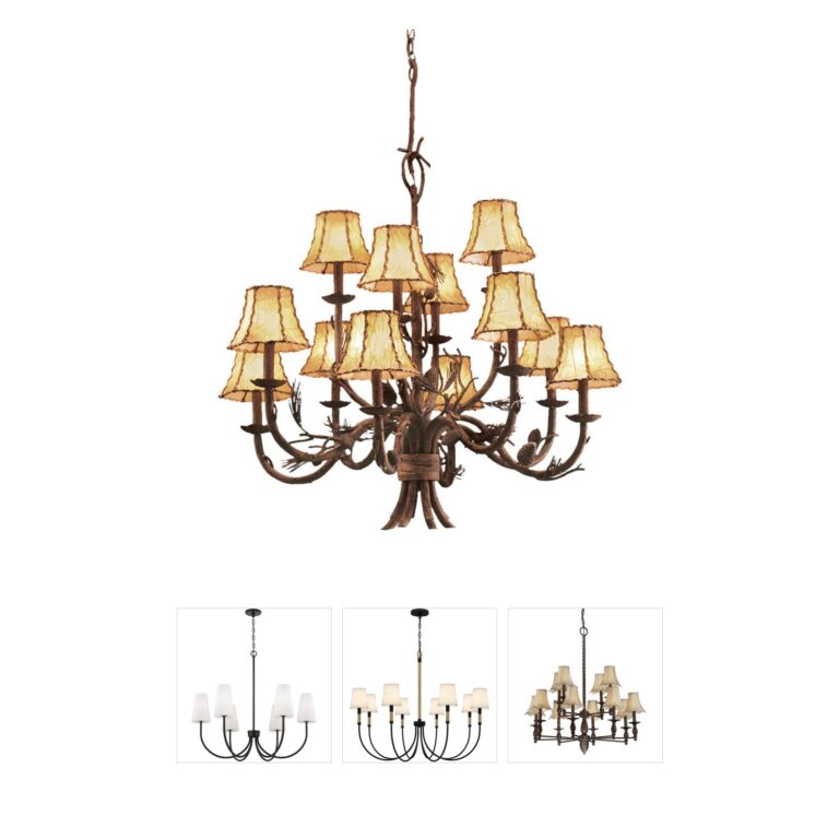 Kalco Ponderosa Hand-Forged Iron & Leather Chandelier