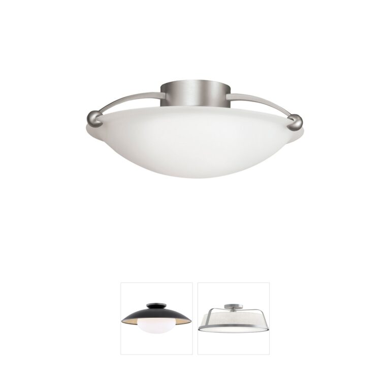 Kichler Independence 17-Inch 3-Light Brushed Nickel Semi-Flush Mount with Etched White Glass