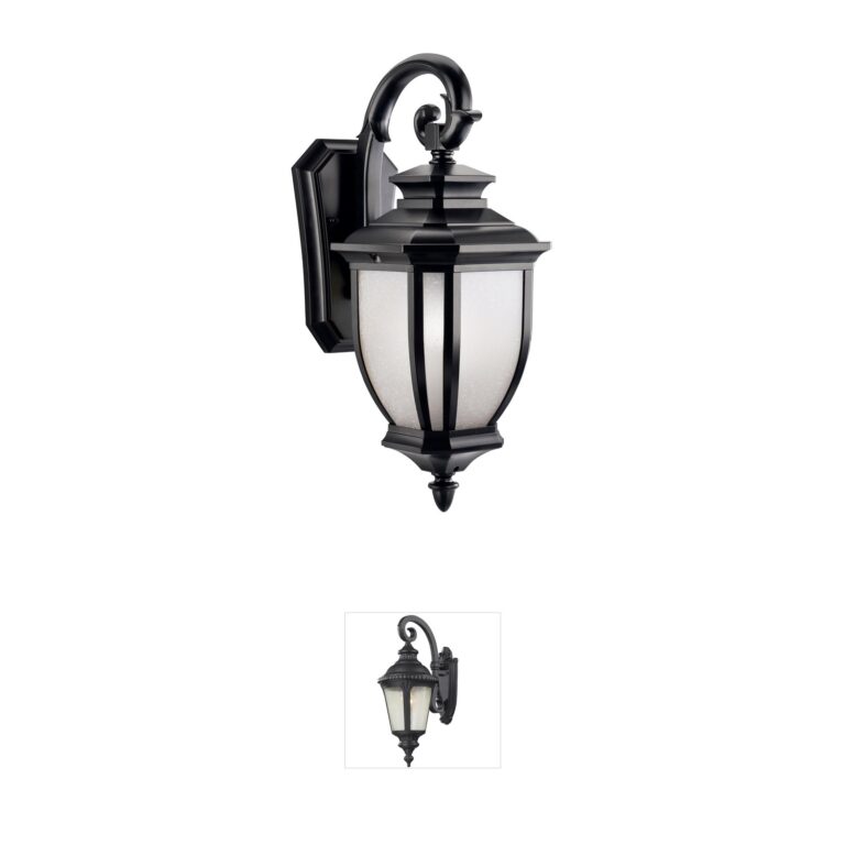 Kichler Salisbury Black Aluminum Outdoor Wall Light with White Linen Glass