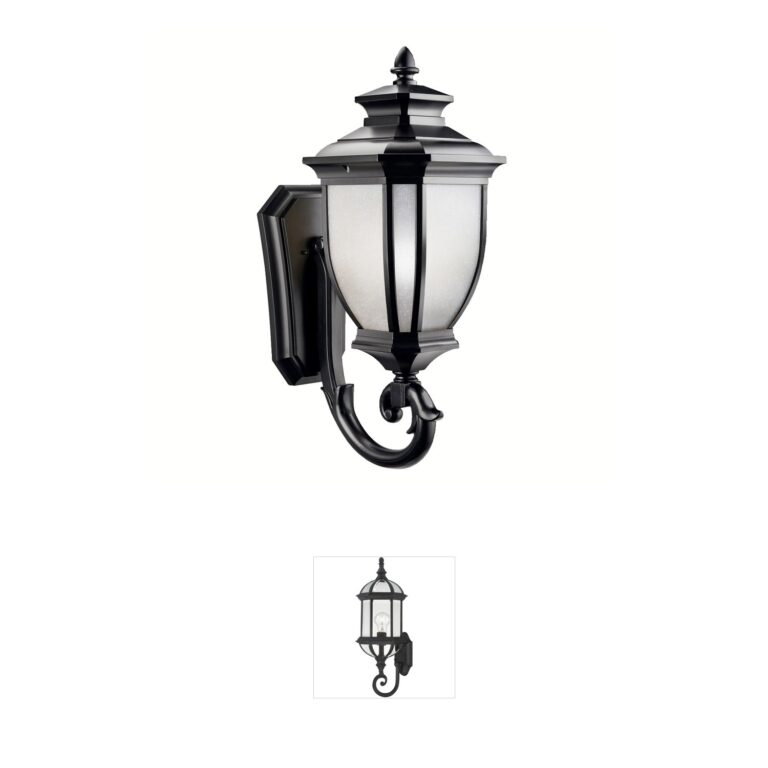 Kichler Salisbury Black Cast Aluminum Outdoor Wall Light with White Linen Glass