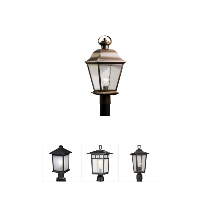 Kichler Mount Vernon Olde Bronze Outdoor Post Lantern with Clear Seedy Glass