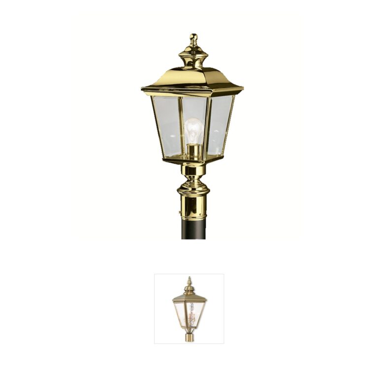 Kichler Bay Shore Polished Brass Outdoor Post Lantern with Clear Beveled Glass