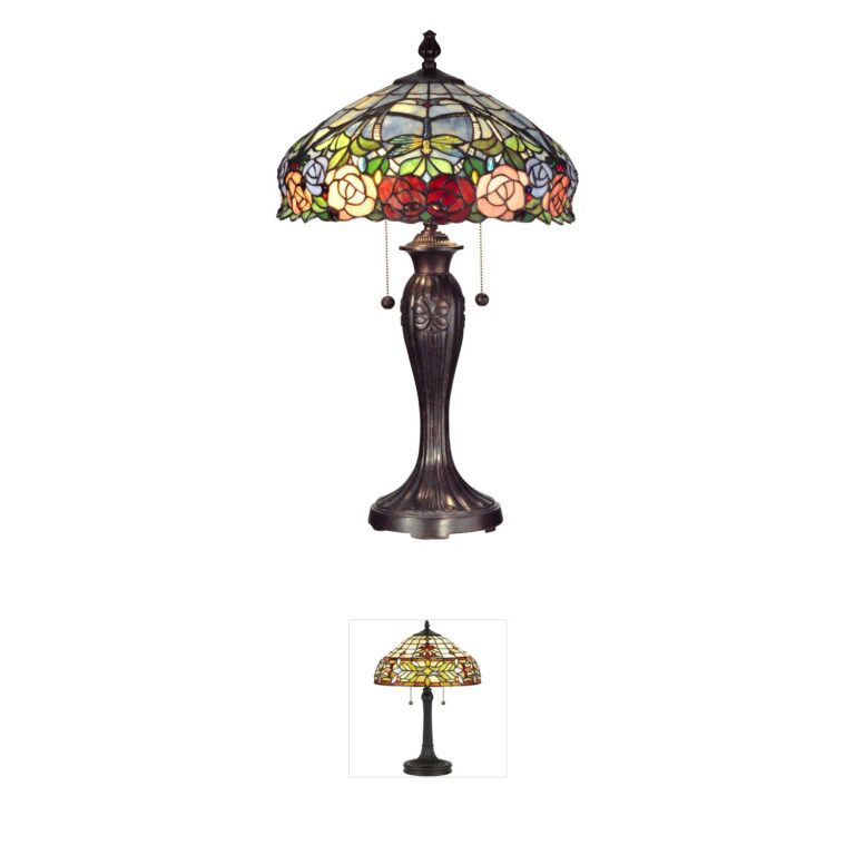 Dale Tiffany Evelyn Fieldstone Art Glass Table Lamp