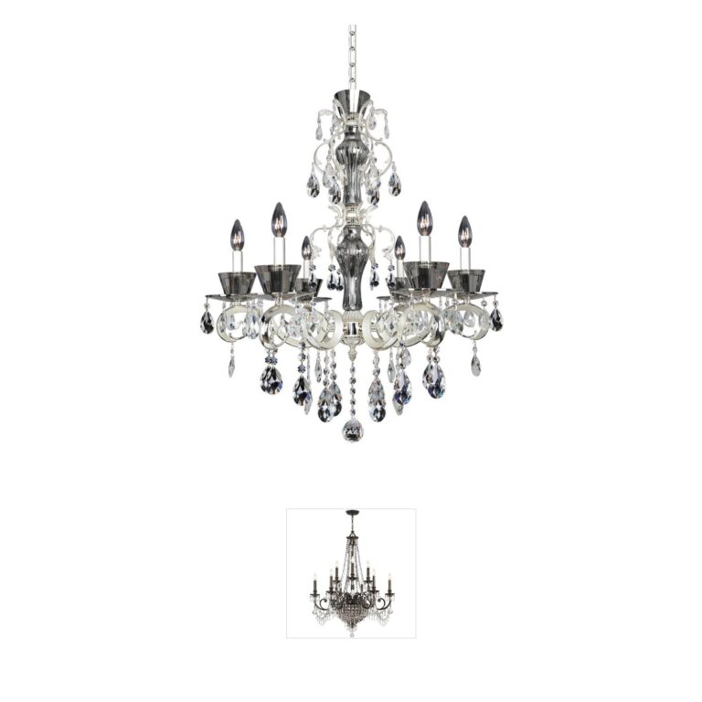 Allegri Locatelli Two Tone Silver Chandelier with Firenze Crystals