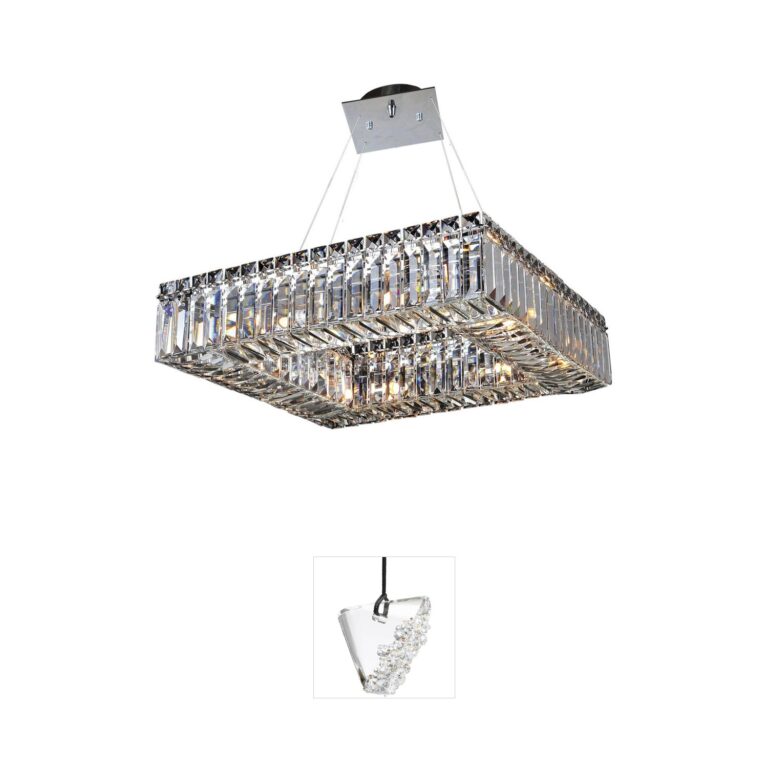 Allegri Quadro Chrome & Firenze Crystal 18" Square Pendant