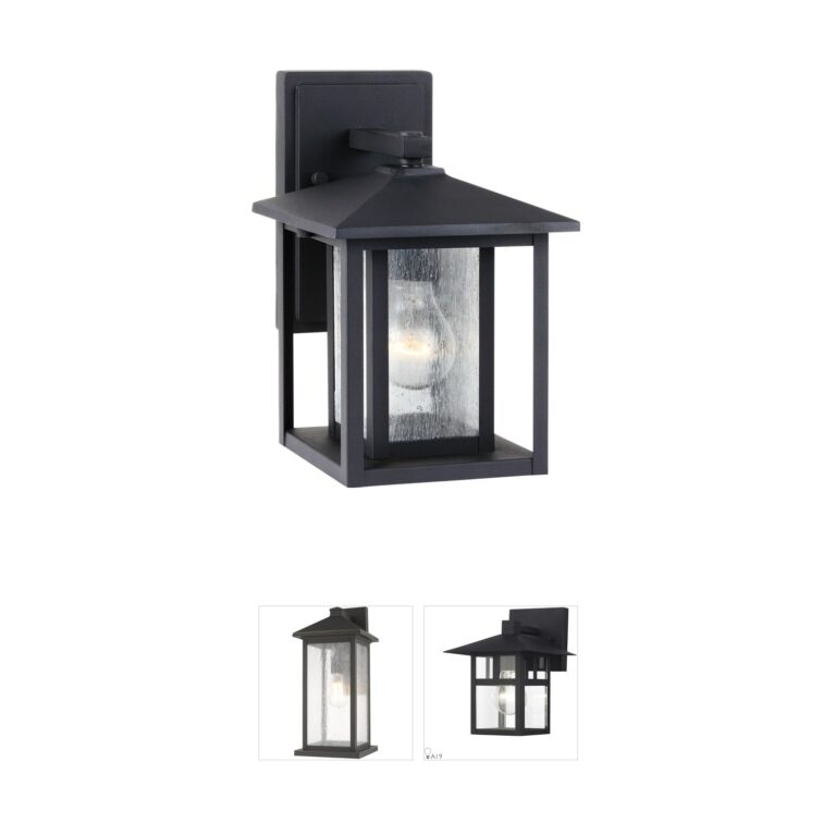 Generation Lighting Hunnington Black Outdoor Wall Lantern with Clear Seeded Glass