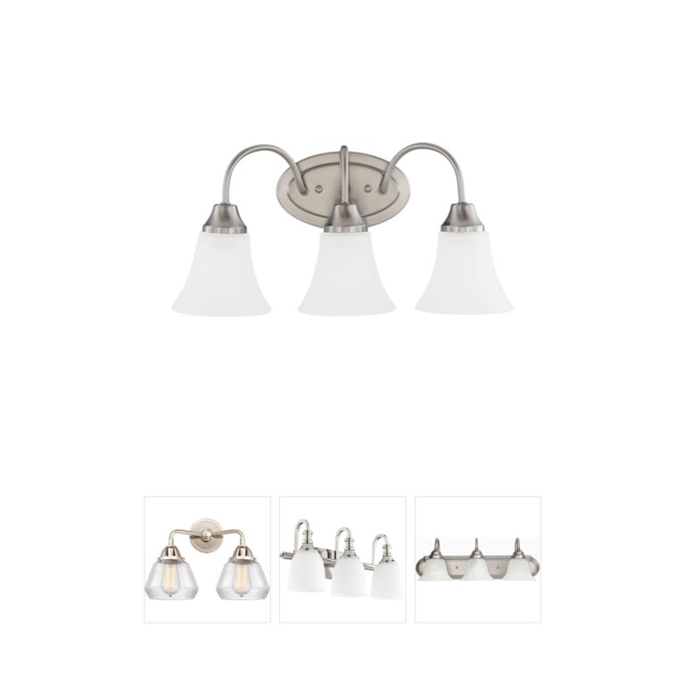 Generation Lighting Holman 18-Inch 3-Light Brushed Nickel Vanity with Satin Etched Glass