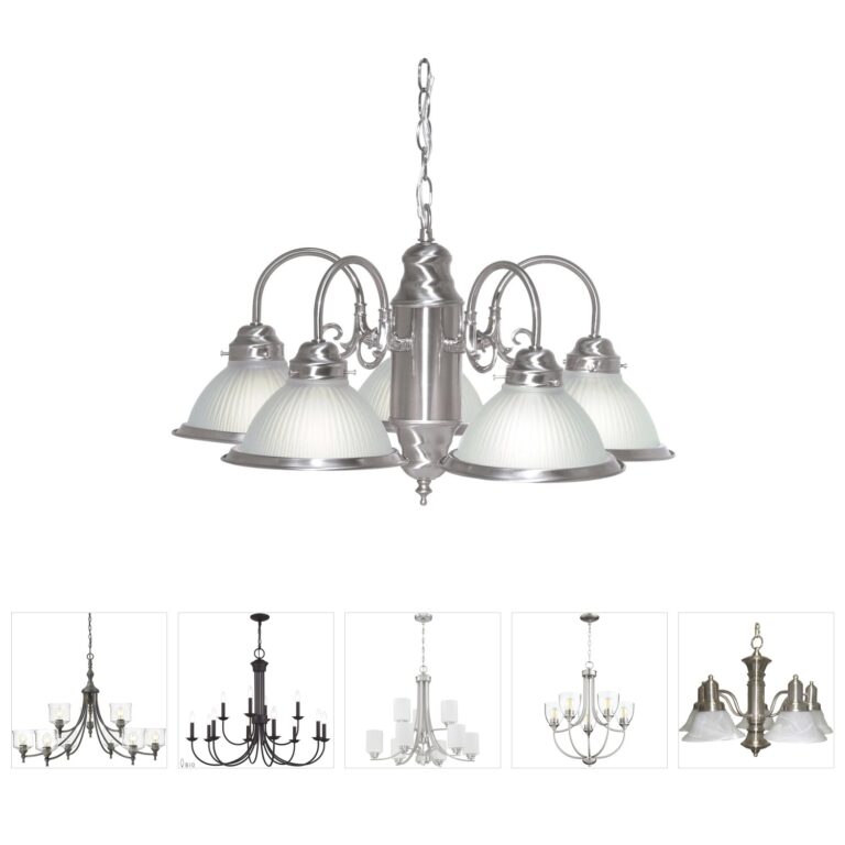 Nuvo Lighting Brentwood Brushed Nickel 5-Light Chandelier with Frosted Ribbed Glass