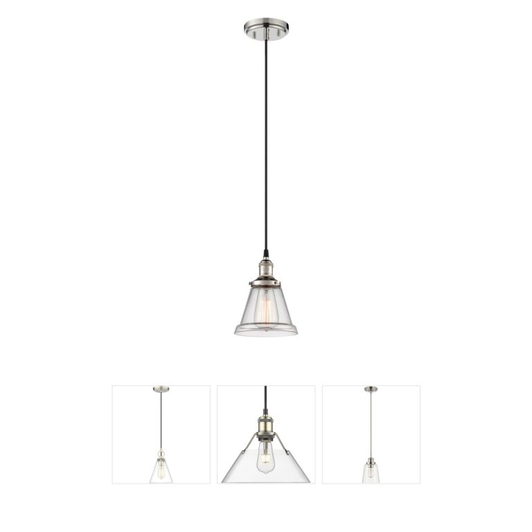 Nuvo Lighting Vintage Polished Nickel Metal and Clear Glass Pendant