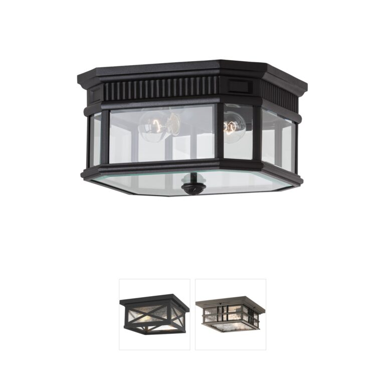 Generation Lighting Cotswold Lane 2-Light Black Outdoor Flush Mount with Clear Beveled Glass