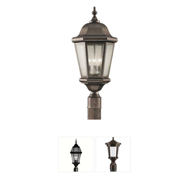 Generation Lighting Martinsville 3-Light Outdoor Post Lantern in Corinthian Bronze