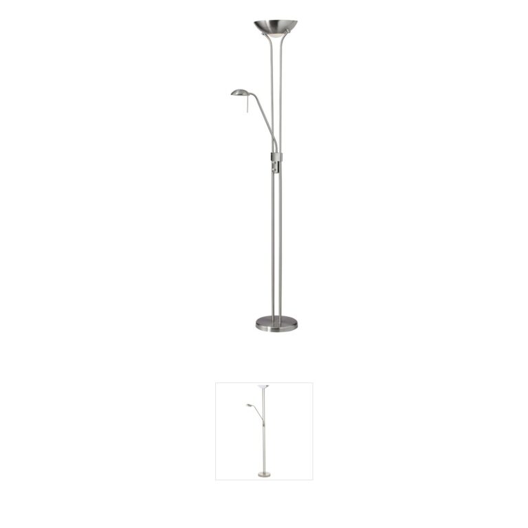 Dainolite Contemporary Satin Chrome Mother-Son Task Floor Lamp