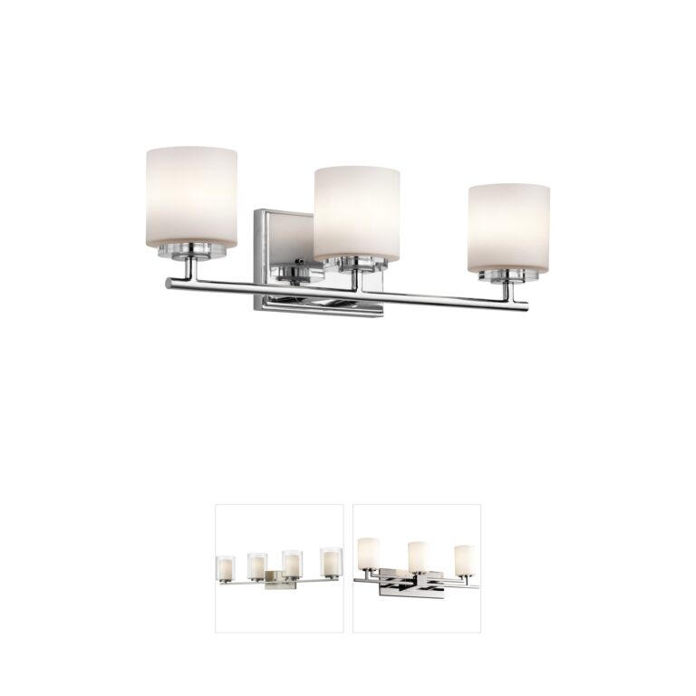 Kichler O Hara 22 Inch 3-Light Chrome Vanity with Satin Etched Cased Opal Glass