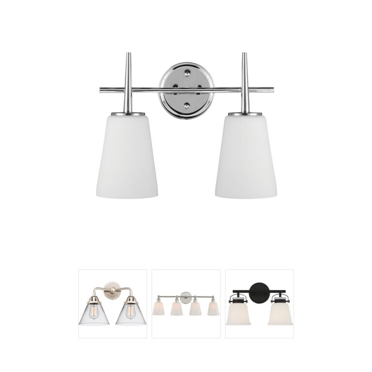 Generation Lighting Driscoll 2-Light Chrome Vanity with Cased Opal Etched Glass