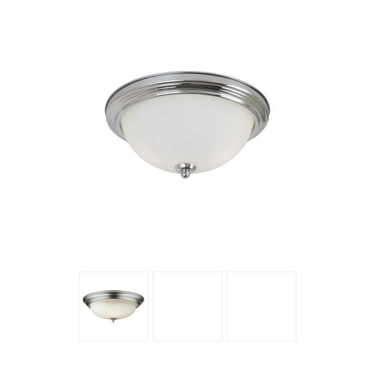 Generation Lighting Geary 13-Inch Chrome Flush Mount with Satin Etched Glass