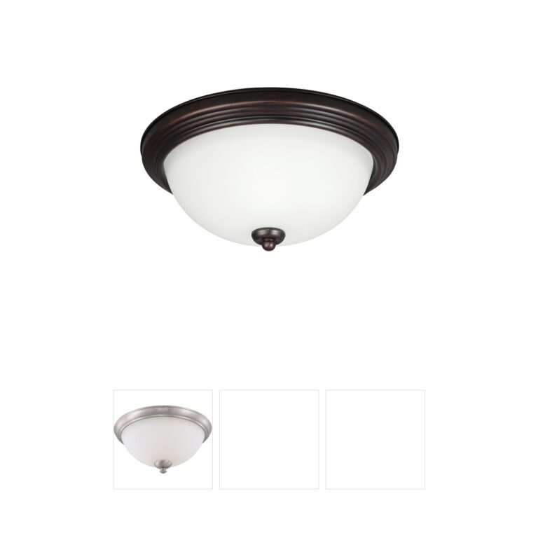 Generation Lighting Geary 15-Inch Bronze Flush Mount with Satin Etched Glass