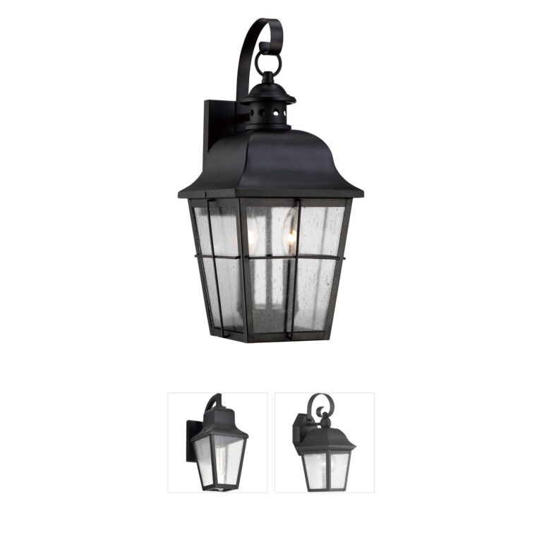 Quoizel Millhouse Mystic Black Outdoor Wall Lantern with Clear Seedy Glass
