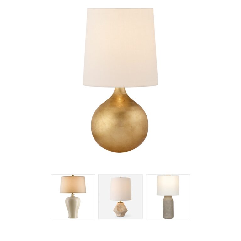 Visual Comfort Signature Collection AERIN Warren Gild Mini Table Lamp with Linen Shade
