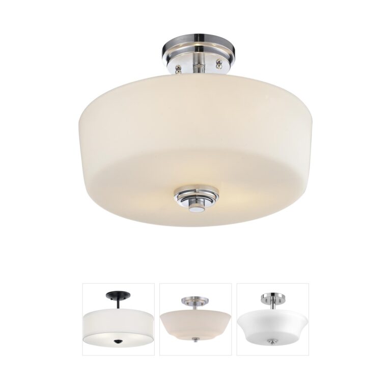 Z-Lite Lamina 3-Light Chrome Semi-Flush Mount with Matte Opal Glass