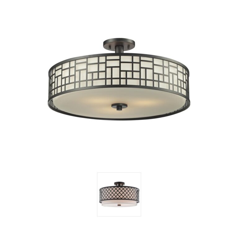 Z-Lite Elea 3-Light Bronze Semi-Flush Mount with Matte Opal Glass