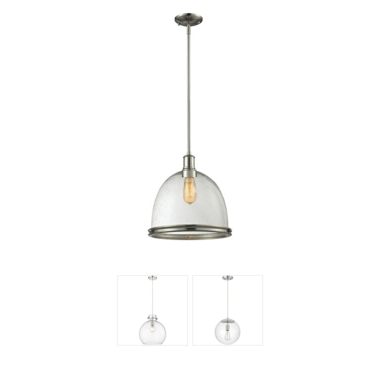 Z-Lite Mason Brushed Nickel Pendant with Clear Seedy Glass