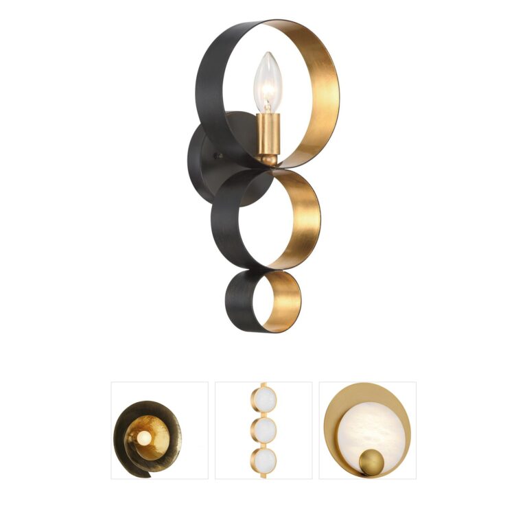 Crystorama Luna English Bronze and Antique Gold Adjustable Wall Sconce