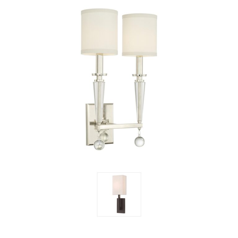 Crystorama Paxton Polished Nickel 2-Light Sconce with Glass Drops