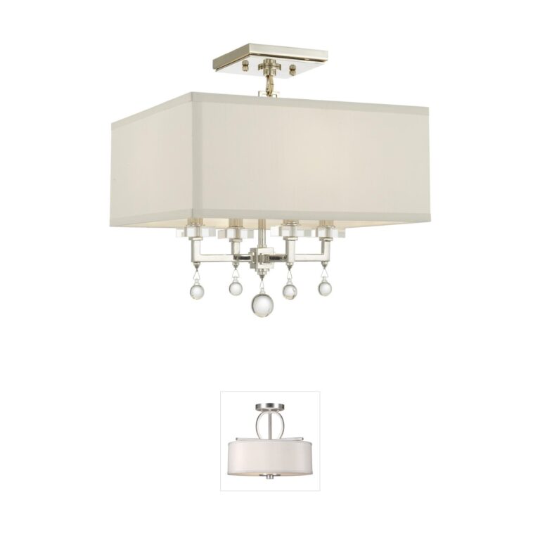 Crystorama Paxton Polished Nickel and Silk 4-Light Semi-Flush Mount