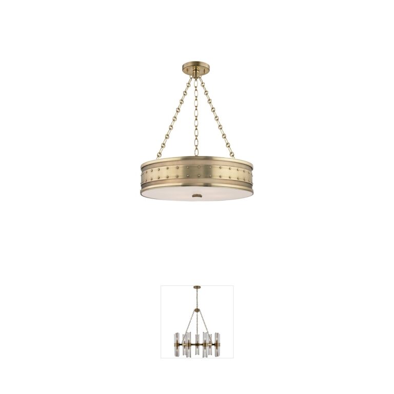 Hudson Valley Gaines Aged Brass Pendant with Frosted Glass