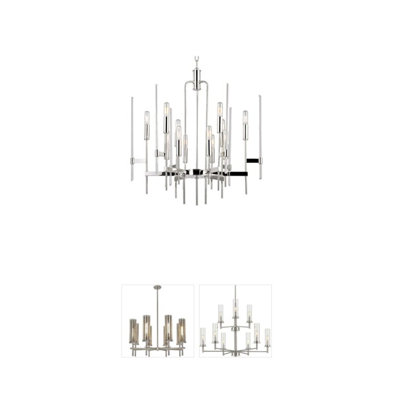 Hudson Valley Bari 12-Light Polished Nickel and Clear Glass Chandelier