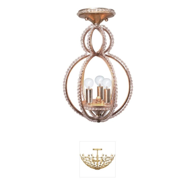 Crystorama Garland Sphere Semi-Flush Mount with Crystal Beads in Distressed Twilight