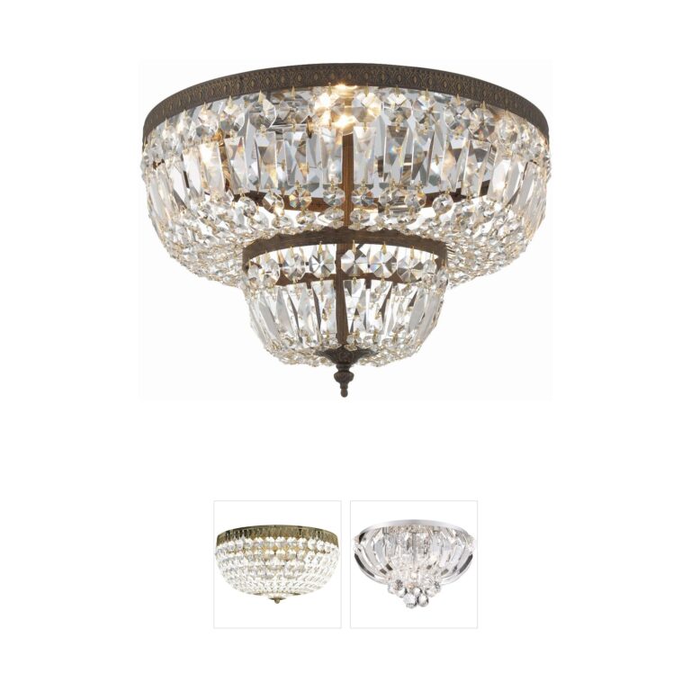 Crystorama Westbury 18" English Bronze & Crystal Flush Mount