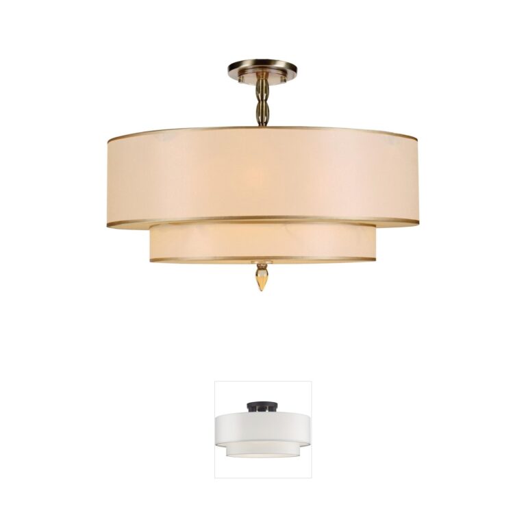 Crystorama Luxo Antique Brass Drum Semi-Flush Mount