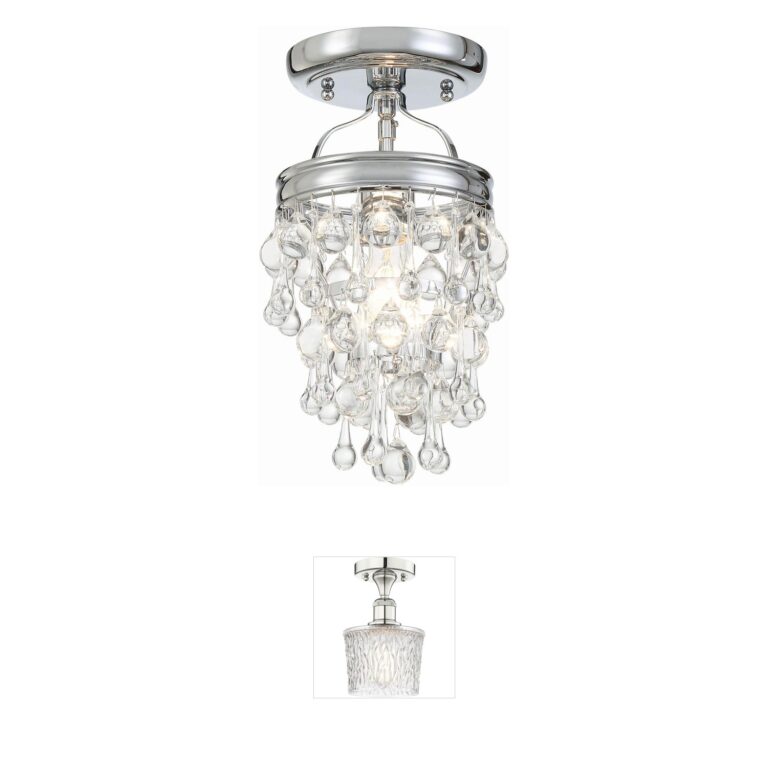 Crystorama Calypso Polished Chrome and Glass Drop Semi-Flush Mount